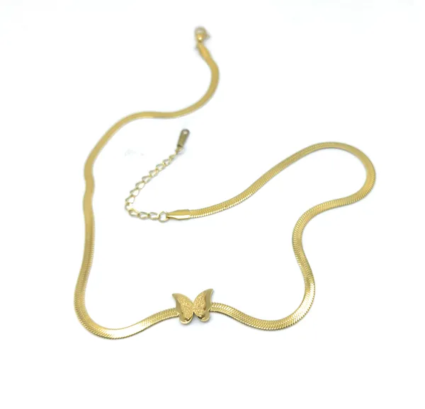 Flexible_Gold-Toned_Herringbone_Chain_Necklace_with_Butterfly_Pendant_for_women_&_Girls