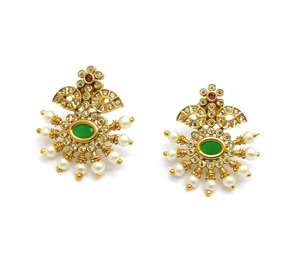 Green_Exquisite_Leaf_Style_Gold_Necklace_Set_For_Women