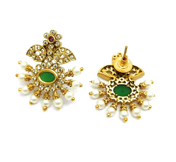 Green_Exquisite_Leaf_Style_Gold_Necklace_Set_For_Women