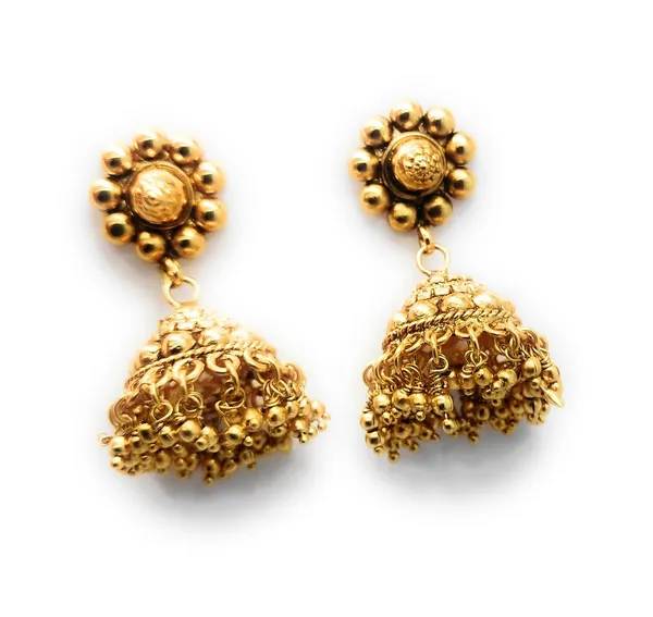 Gold_Antique_Beads_Necklace_With_Jhumka_Set__For_Women