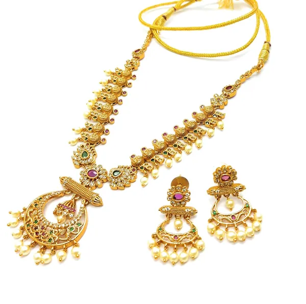 Gold_Antique_Jwellery_Necklace_With_Earrings_Set_For_Women