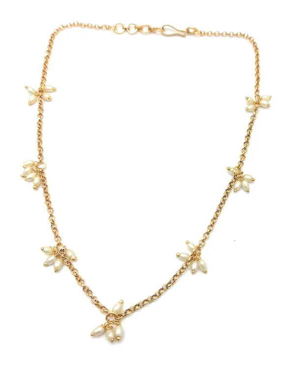 Gold_Antique_Rice_Beads_Hanging_Necklace_For_Women