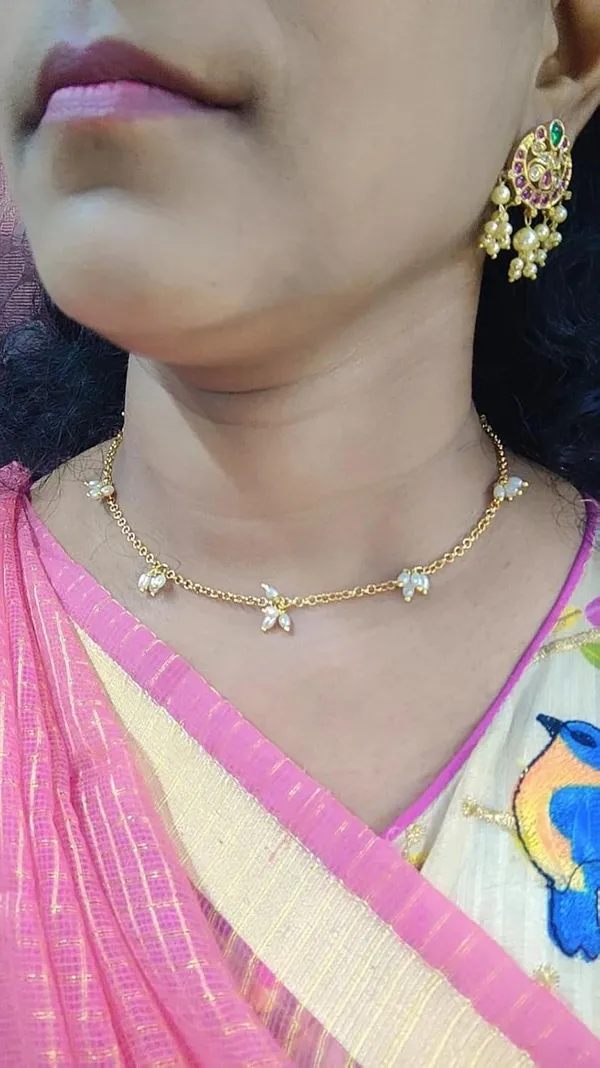 Gold_Antique_Rice_Beads_Hanging_Necklace_For_Women
