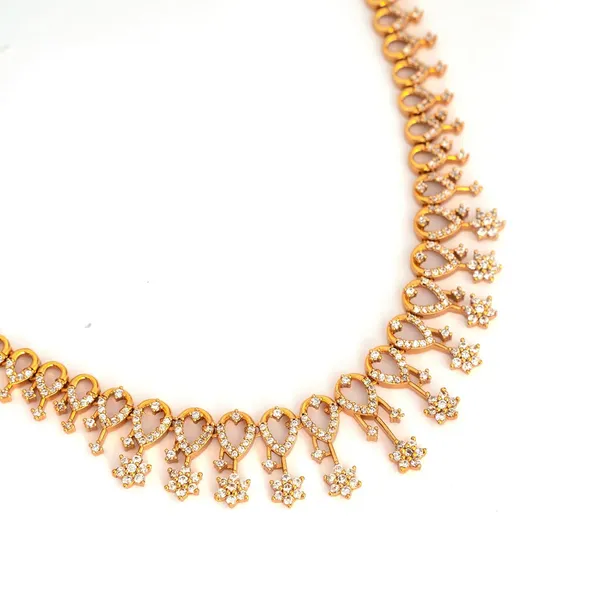 White_&_Gold_American_Diamond_Stone_Antique_Necklace_With_Earrings_Set_For_Women