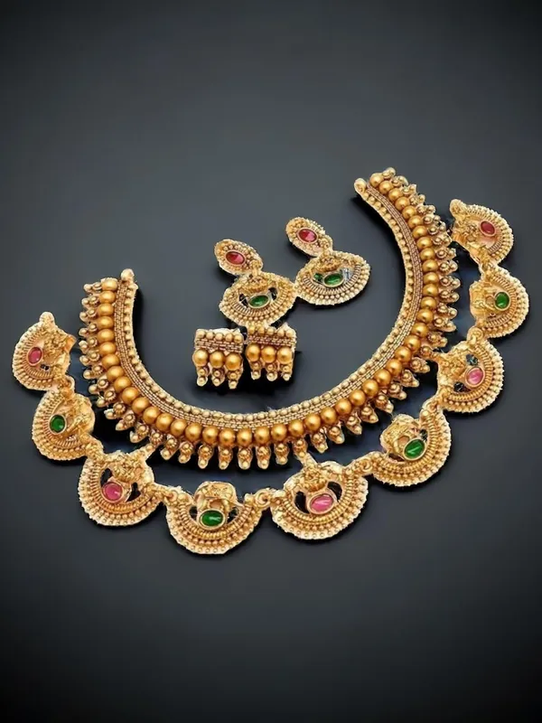 Combo_of_2__Antique_Stone_Multicolor_Gold__Necklace_with_earrings