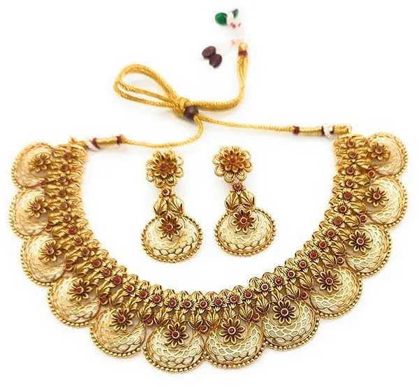 Multicolor_Traditional_Antique_Multi_Stone_Necklace_With_Earrings_For_Women