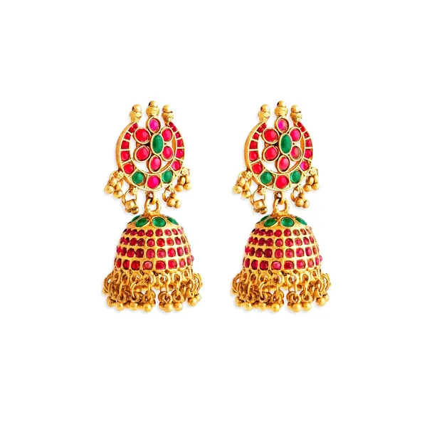 Multicolor_Traditional_Antique_Lakshmi_Long_Haram_With_Jhumkas_For_Women