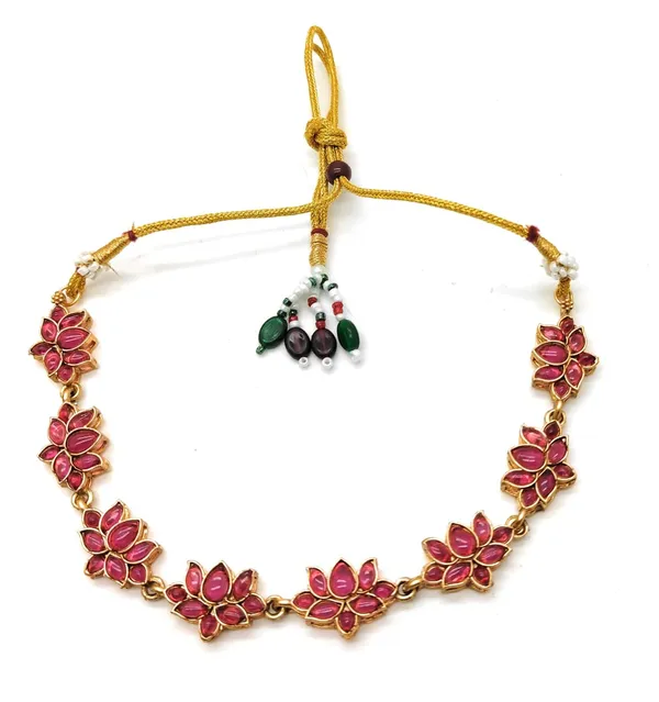 Multicolor_Antique_Lotus_Design_Necklace_With_Earrings_Set_For_Women