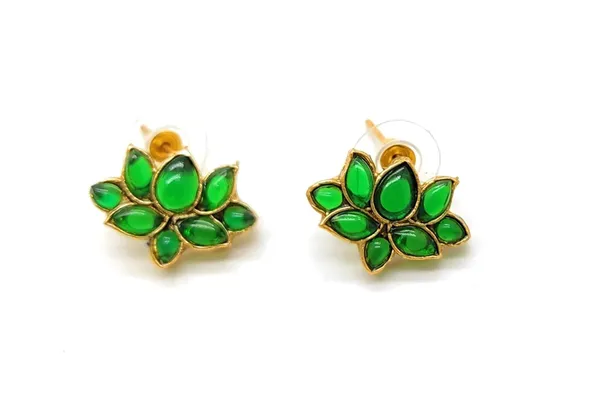 Green_Antique_Lotus_Multi_Necklace_With_Earrings_Set_For_Women