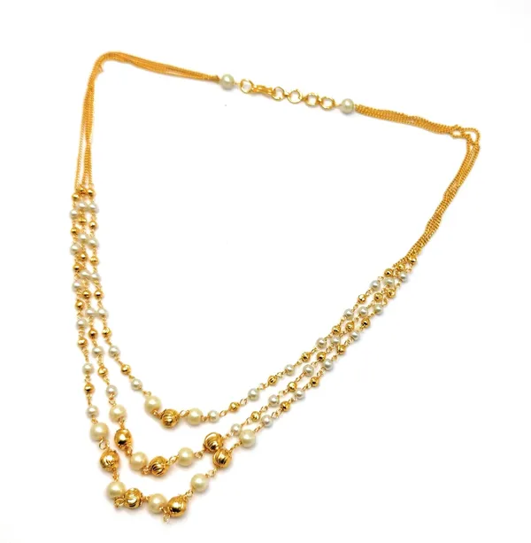 White_Pearl_Step_Chain_With_Matching_Earrings_For_Women