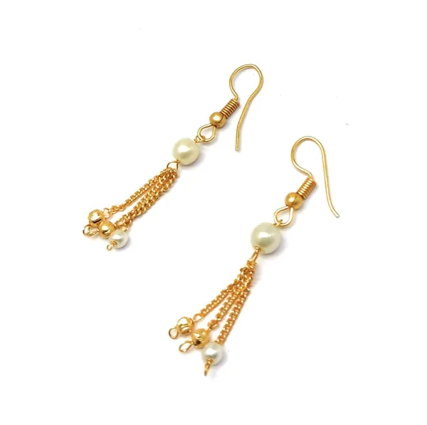 White_Pearl_Step_Chain_With_Matching_Earrings_For_Women