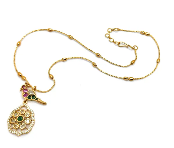 Gold_Antique_Bird_Pendant_Necklace_With_Earrings_Set_For_Women