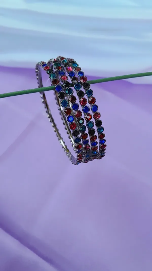 Set_of_4_:_Silver_multi_stone_bangles_for_women