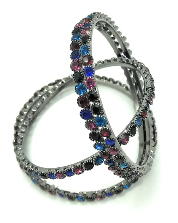 Set_of_4_:_Silver_multi_stone_bangles_for_women