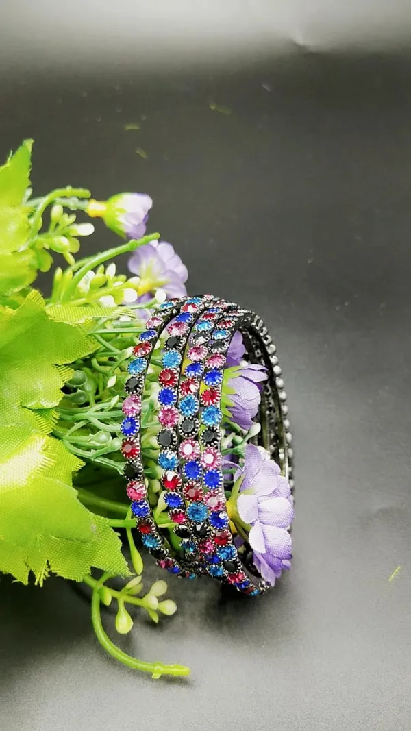 Set_of_4_:_Silver_multi_stone_bangles_for_women