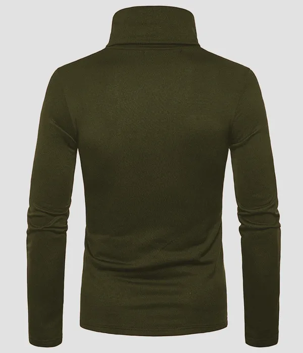 Dark_Green_Polyester_Solid_Full_Sleeve_Casual_T_Shirt_For_Men