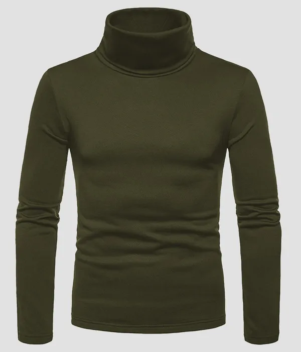 Dark_Green_Polyester_Solid_Full_Sleeve_Casual_T_Shirt_For_Men