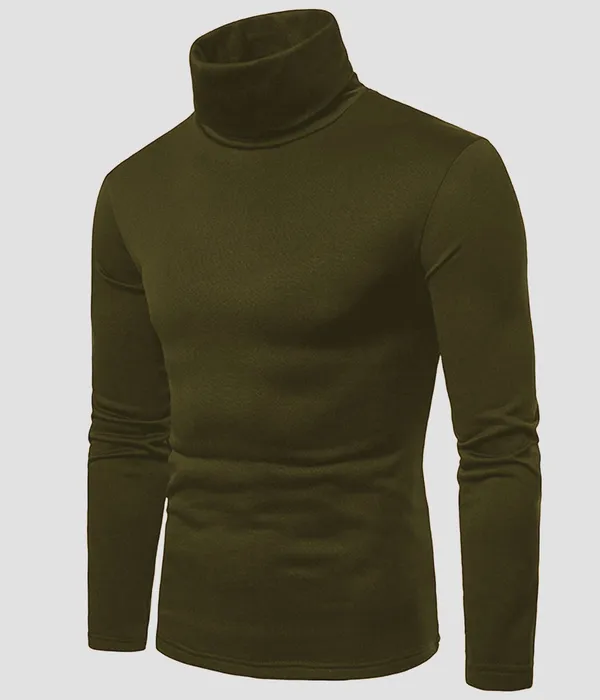 Dark_Green_Polyester_Solid_Full_Sleeve_Casual_T_Shirt_For_Men