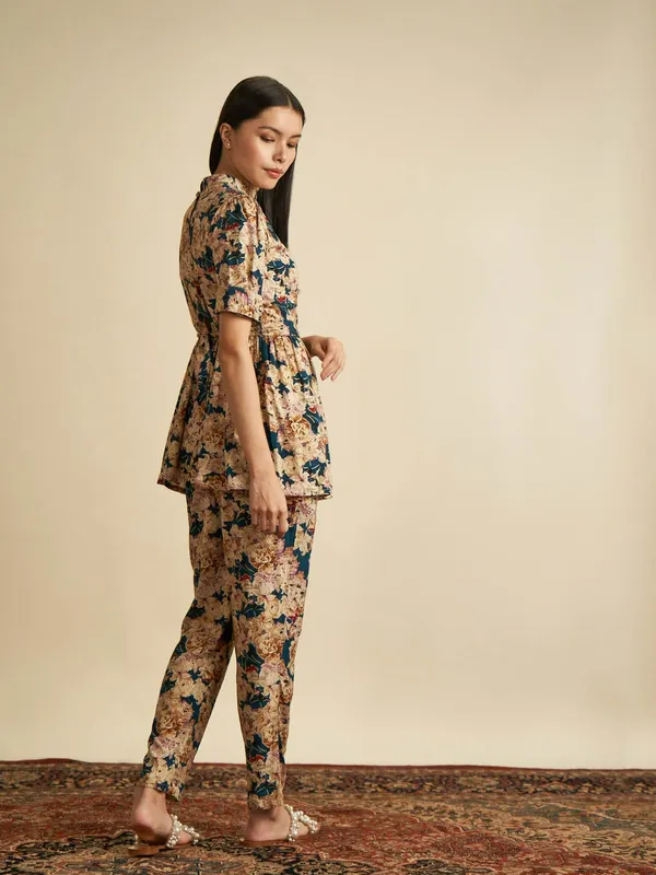 Dark_Teal_Digital_Print_With_Foil_Work_Rayon_Co-Ords_Set_For_Women