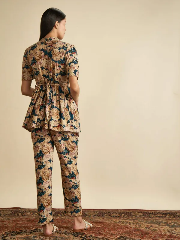 Dark_Teal_Digital_Print_With_Foil_Work_Rayon_Co-Ords_Set_For_Women