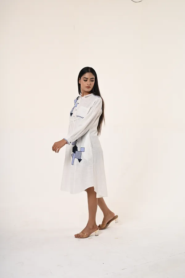 White_Cotton_Coller_Neck_Full_Sleeve_Dress_for_Women