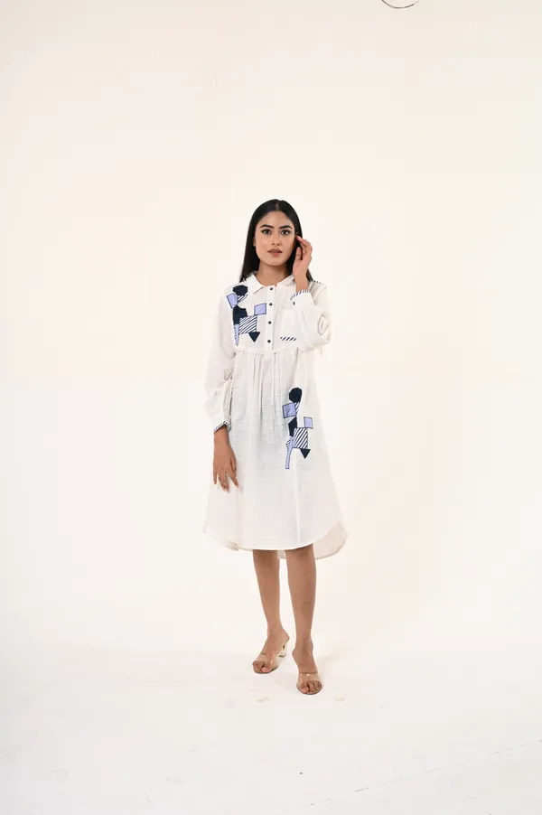 White_Cotton_Coller_Neck_Full_Sleeve_Dress_for_Women