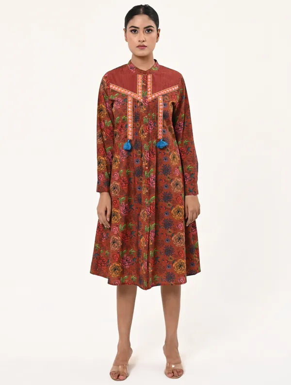 Multicolor_Cotton_Coller_Neck_Full_Sleeve_Dress_for_Women