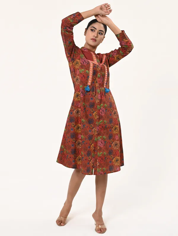 Multicolor_Cotton_Coller_Neck_Full_Sleeve_Dress_for_Women