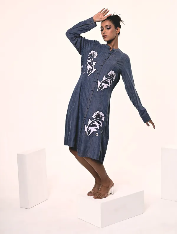 Blue_Tencel_Denim_Coller_Neck_Full_Sleeve_Dress_for_Women