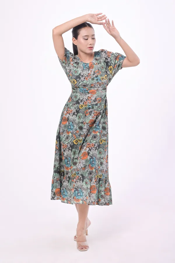 Multicolor_Poplin_Cotton_Coller_Neck_Short_&_Puffed_Dress_for_Women
