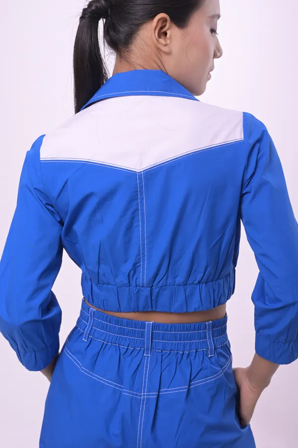 Blue_Poplin_Cotton_Shirt_Collar_Half__Sleeves_Jacket_For_Women