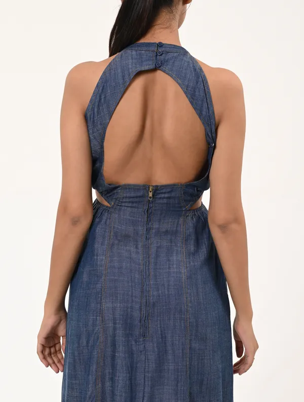 Blue_Tencel_Denim_Halter_Neck_Sleeveless_Dress_for_Women
