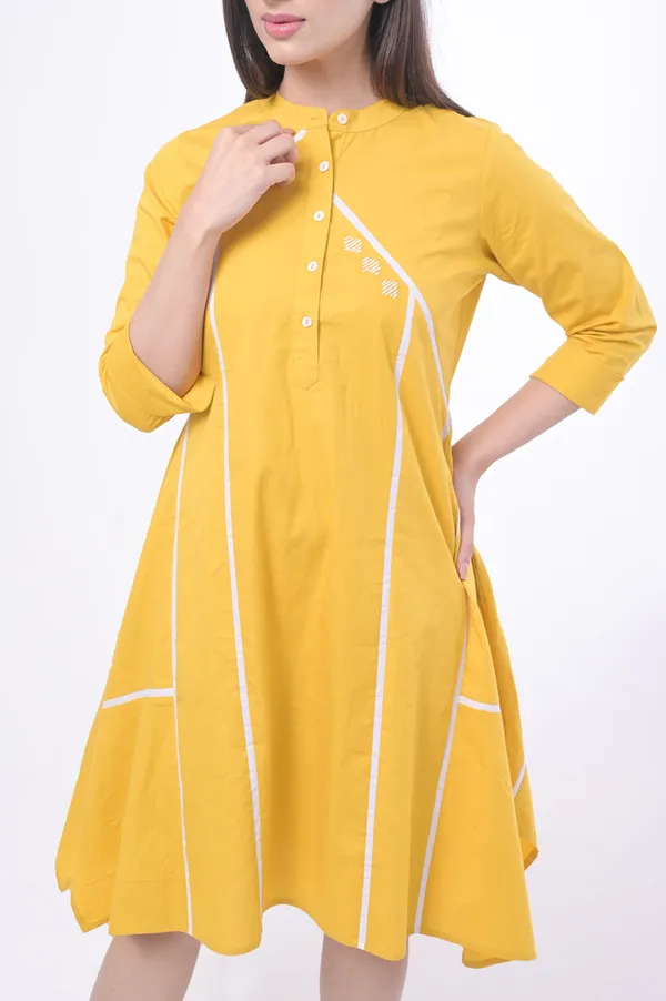 Yellow_Poplin_Cotton_Coller_Neck_Full_Sleeve_Dress_for_Women