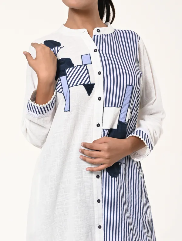 White_Cotton_Coller_Neck_Full_Sleeve_Dress_for_Women