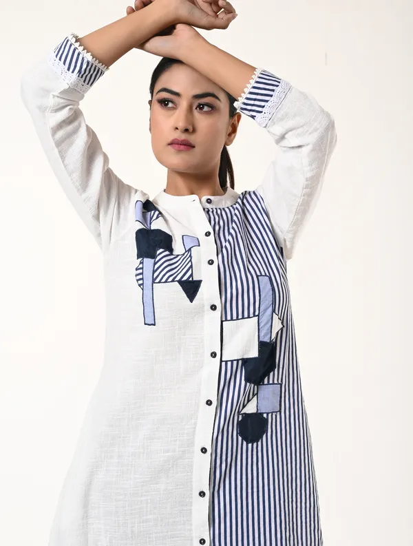 White_Cotton_Coller_Neck_Full_Sleeve_Dress_for_Women