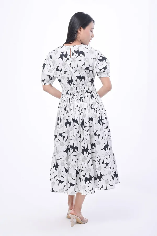 White_Poplin_Cotton_Coller_Neck_Half_Sleeve_Dress_for_Women