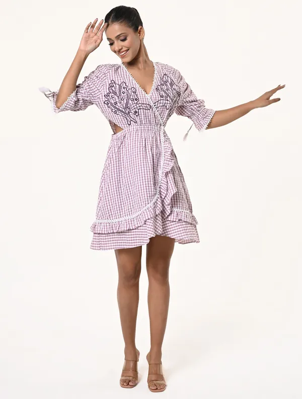 Purple_Cotton_V_Neck_Half_Sleeve_Dress_for_Women