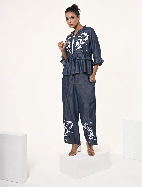 Blue_Tencel_Denim_3/4th_Sleeve_Shrug_for_Women