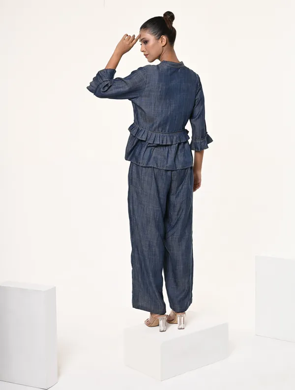 Blue_Tencel_Denim_3/4th_Sleeve_Shrug_for_Women