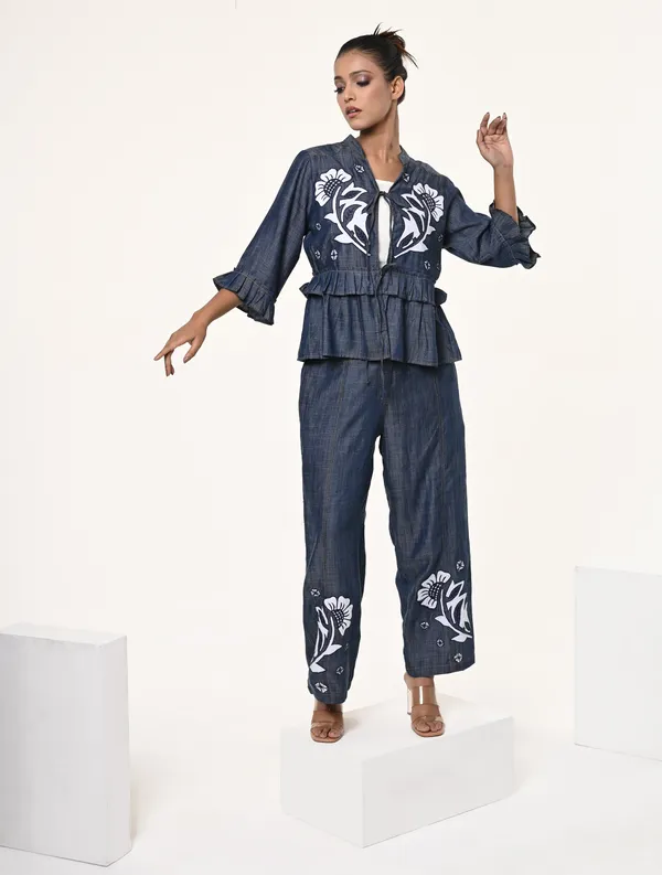 Blue_Tencel_Denim_3/4th_Sleeve_Shrug_for_Women