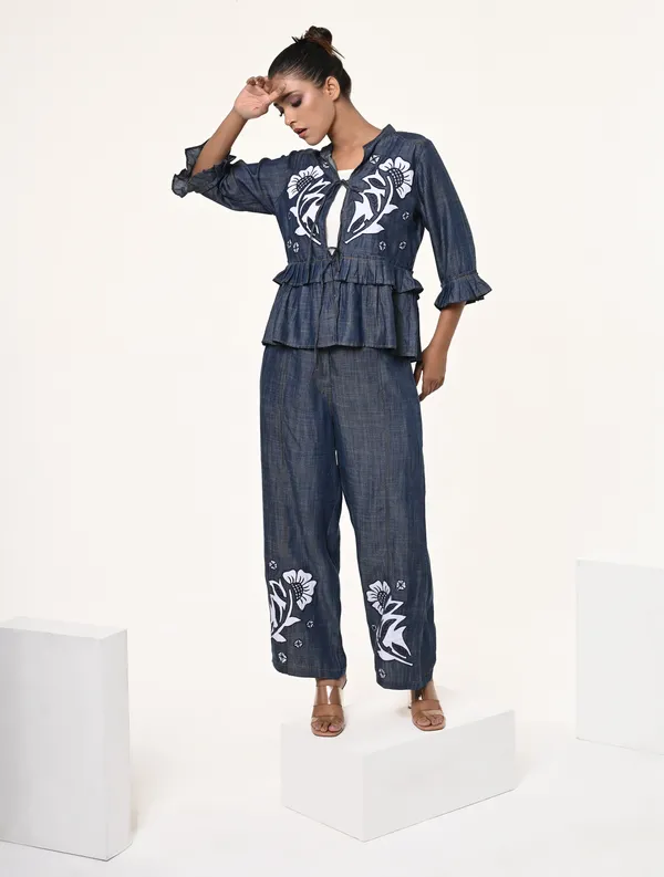 Blue_Tencel_Denim_3/4th_Sleeve_Shrug_for_Women
