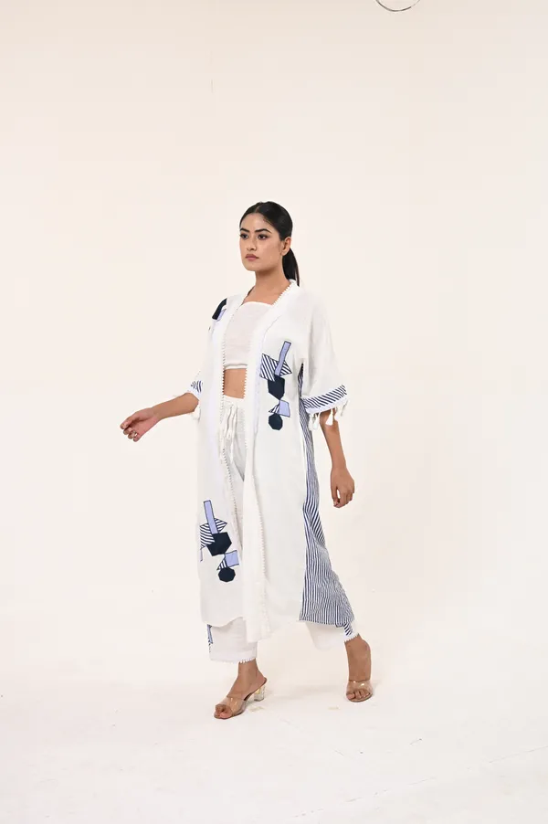 White_Cotton_3/4th_Sleeve_Shrug_for_Women