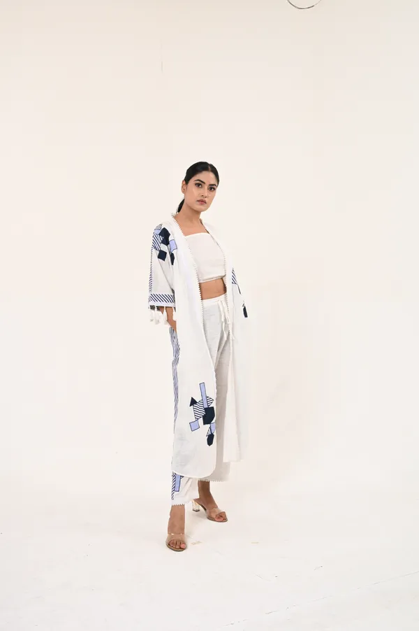 White_Cotton_3/4th_Sleeve_Shrug_for_Women