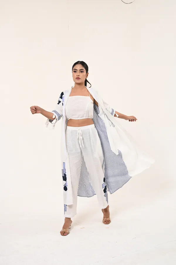 White_Cotton_3/4th_Sleeve_Shrug_for_Women