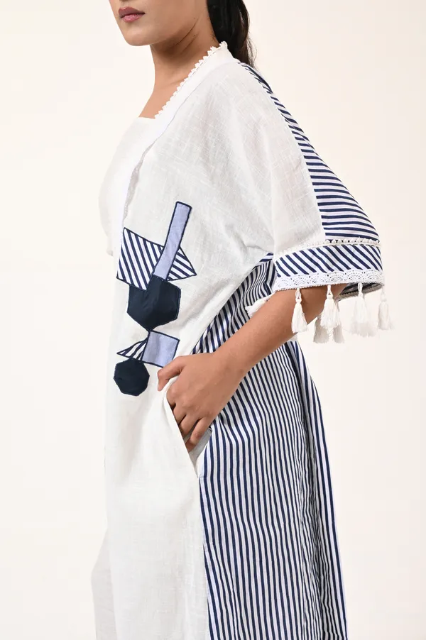 White_Cotton_3/4th_Sleeve_Shrug_for_Women