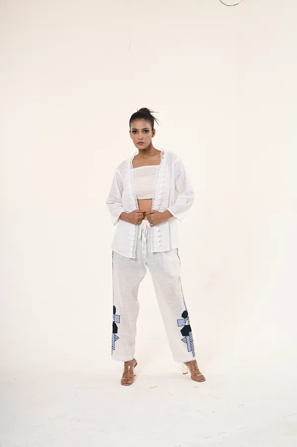 White_Cotton_3/4th_Sleeve_Shrug_for_Women