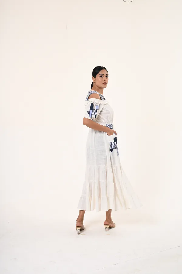 White_Cotton_Slub_Off_Half_Sleeve_Dress_for_Women