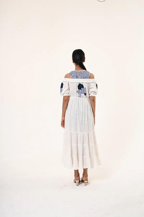 White_Cotton_Slub_Off_Half_Sleeve_Dress_for_Women