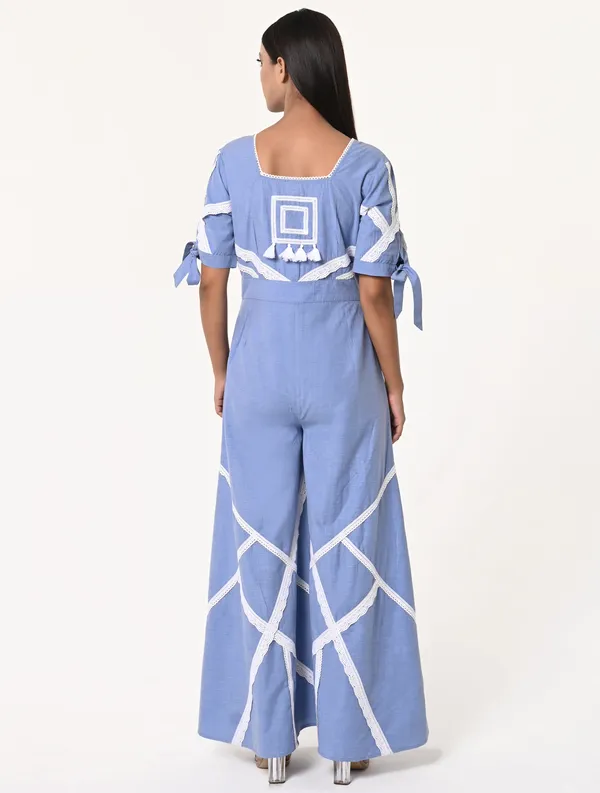 Blue_Chambray_Square_Half_Sleeves_Jumpsuit_For_Women