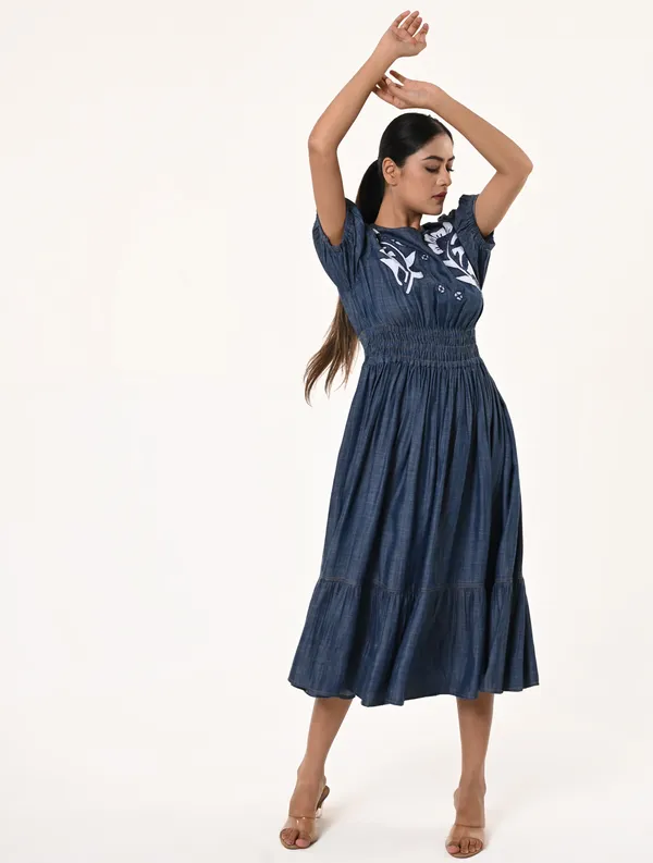 Blue_Tencel_Denim_Short_Puffy_Dress_for_Women